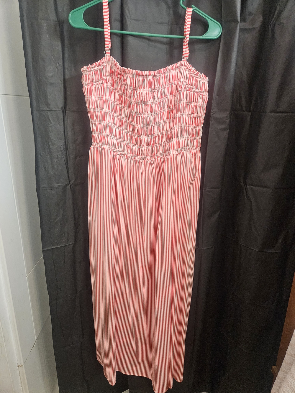 Market & Spruce Pink & White Striped Smocked Midi Dress